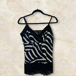 White House Black Market Black and White Lace Cami NWOT